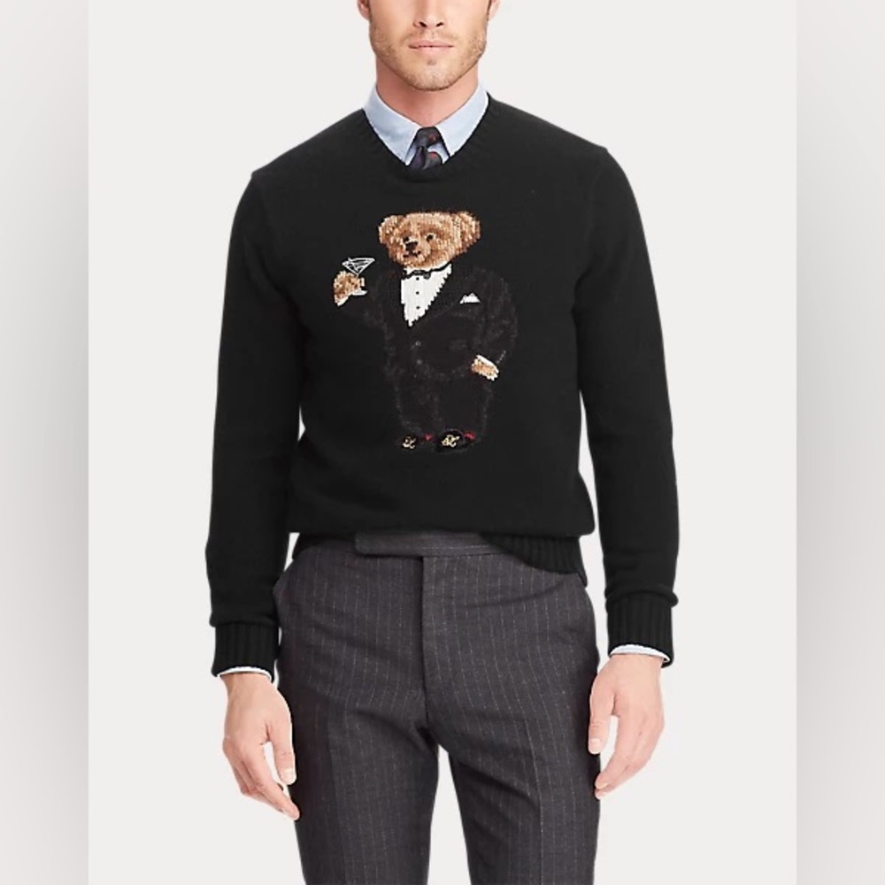 Ralph Lauren Martini Tuxedo Bear Sweater Medium Men’s Polo Bear